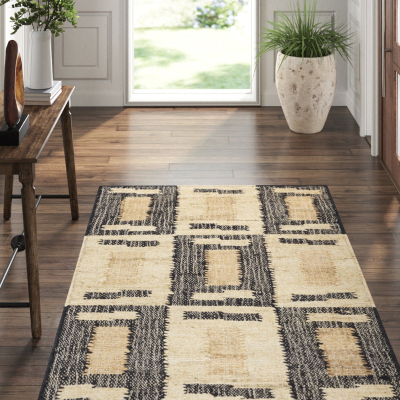 Dash and Albert Rugs Cassia Geometric Handmade Flatweave Black/Beige